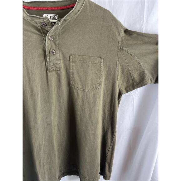 Smiths Workwear Mens XL Drab Cotton Pocket Henley Shirt - Picture 4 of 5